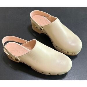 J.Crew Convertible Leather Clogs Mules Women's 6 Cream Studded Wood Platform
